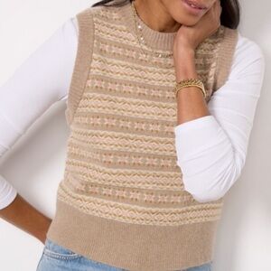 Faherty Highland Fair Isle Sweater Vest $148 NWT Wool Organic Cotton XS